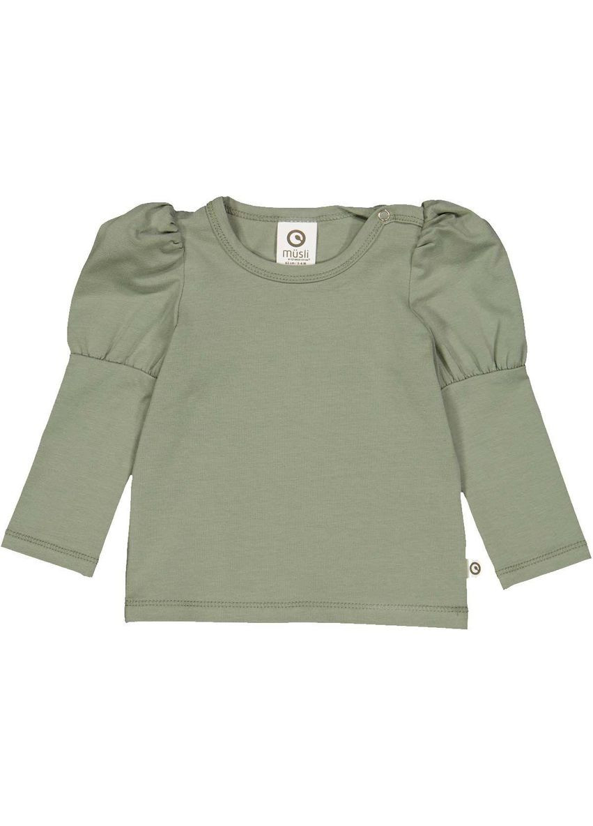 Оливковый демисезонный повседневный лонгслив Green Cotton однотонный