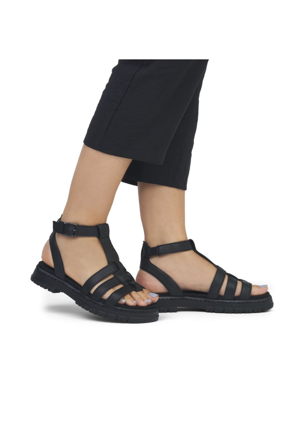 Черные босоножки (р) кожа 0-1-1-v-4255-00 Rieker с ремешком