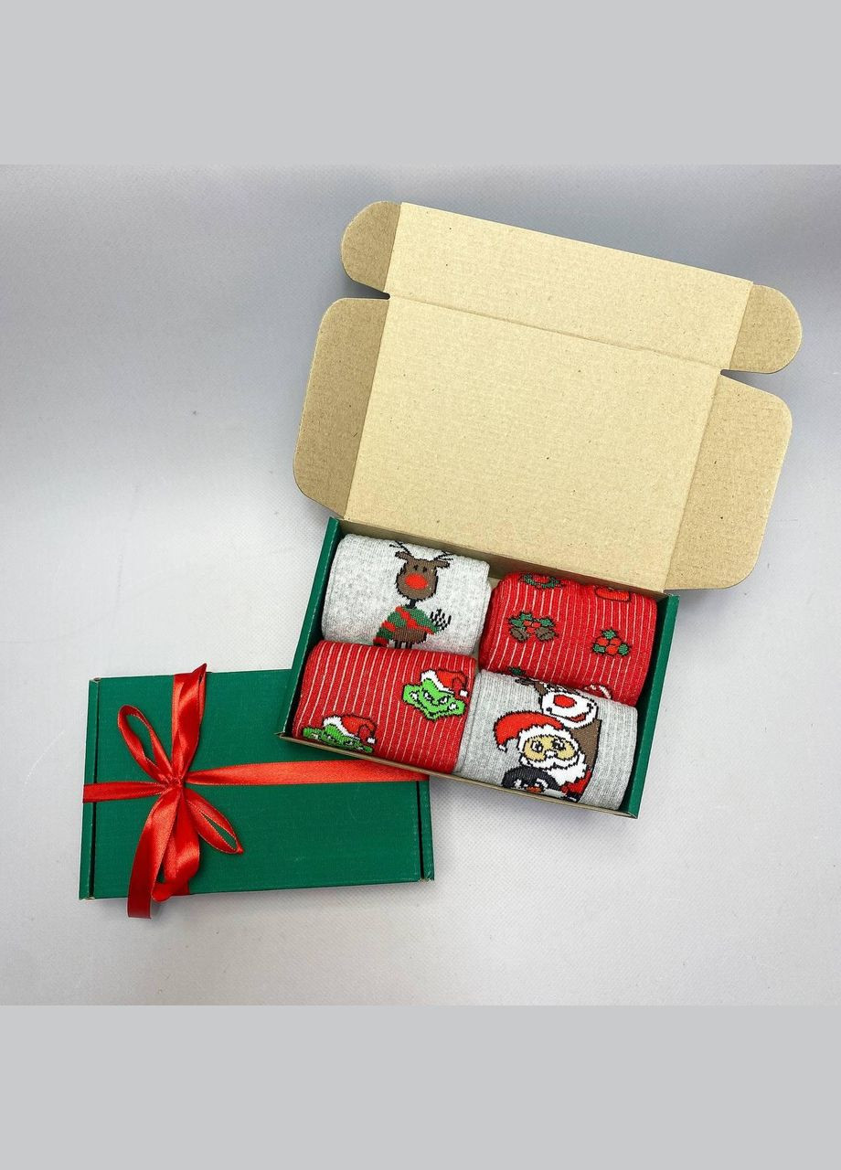 Комбіновані бокс жіночих новорічних шкарпеток 36-41 на 4 пари Vakko (308201754)