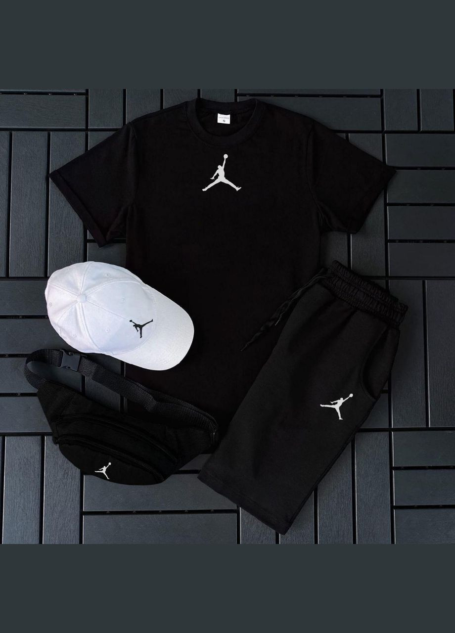 Чорний комплект (футболка,шорти,кепка,бананка) No Brand