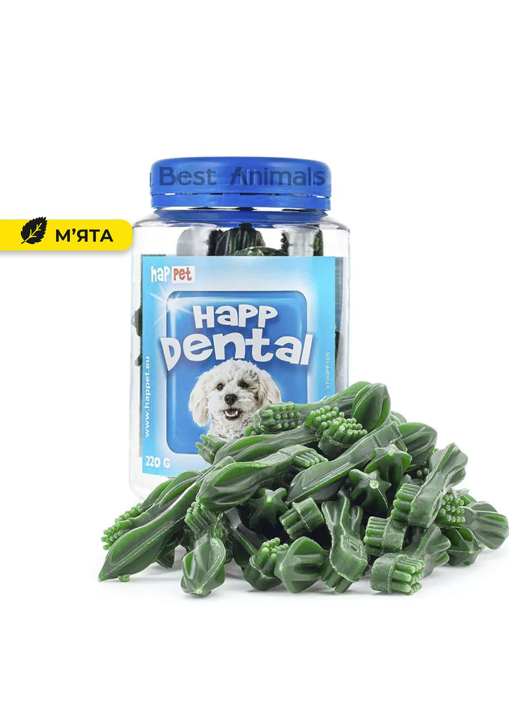 Мятное лакомство для собак в форме стоматологической зубной щетки 6,5 см 220 г (TS11) (5907708645685) Happet (354700961)