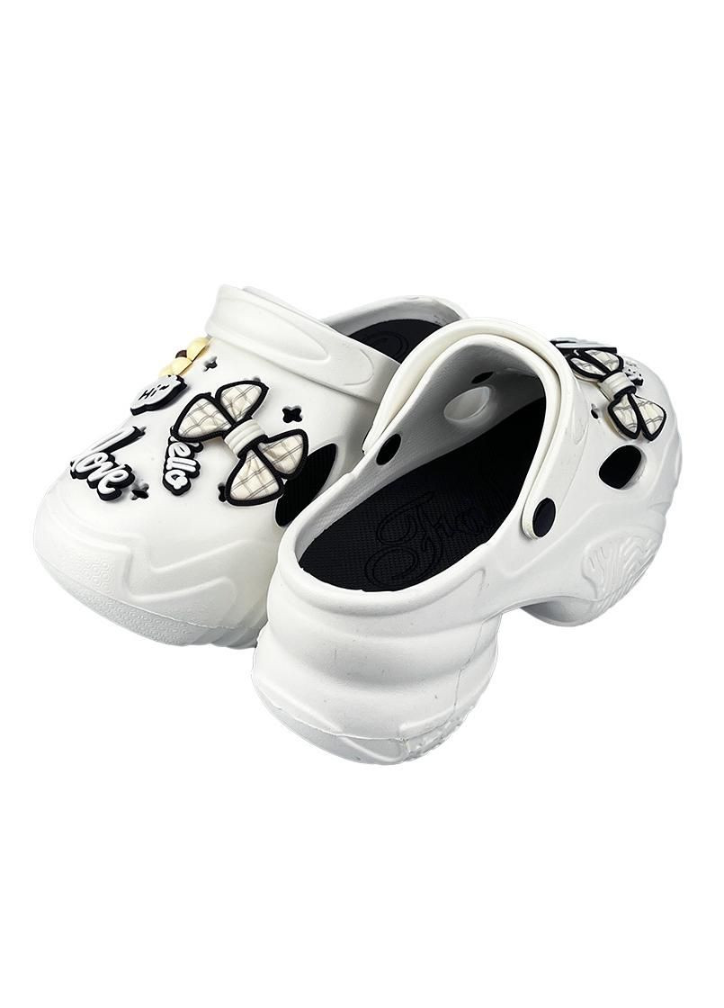 Женские кроксы на платформе с джибитсами белые 10830-2 Sanlin (318815584)