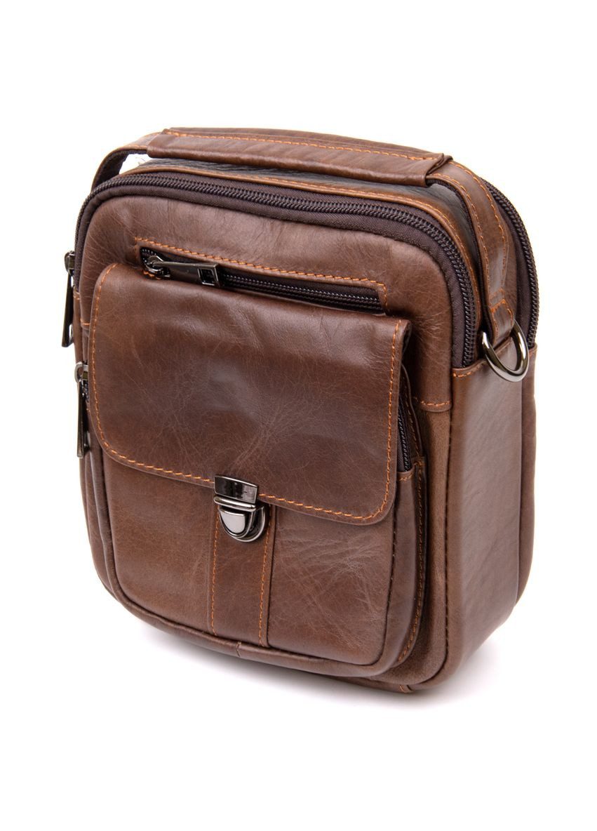 Шкіряна сумка крос боді чоловіча месенджер через плече коричнева 20396 Vintage (329197072)