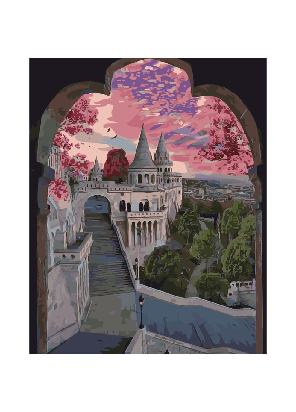 Картина за номерами пейзаж замок кольоровий фон см для творчості малювання Strateg (369761169)