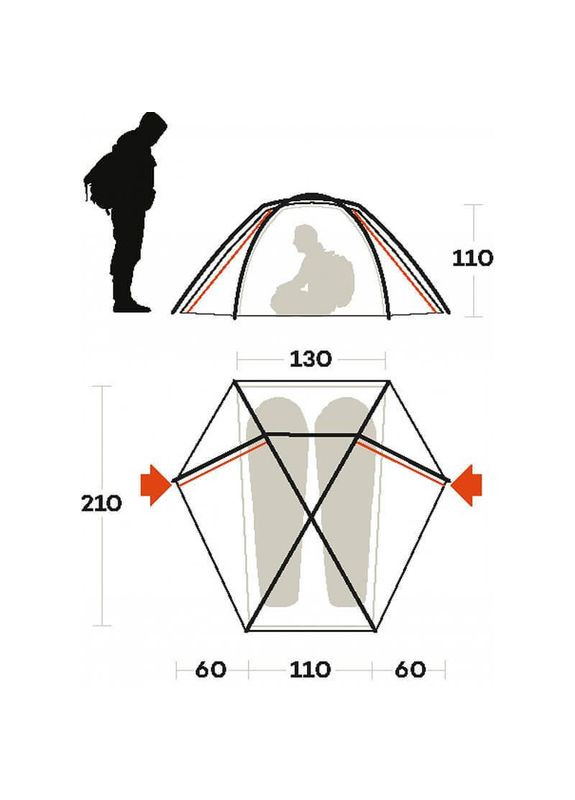 Палатка двухместная Force 2 Olive Green (91135LOOFR) Ferrino (322206798)