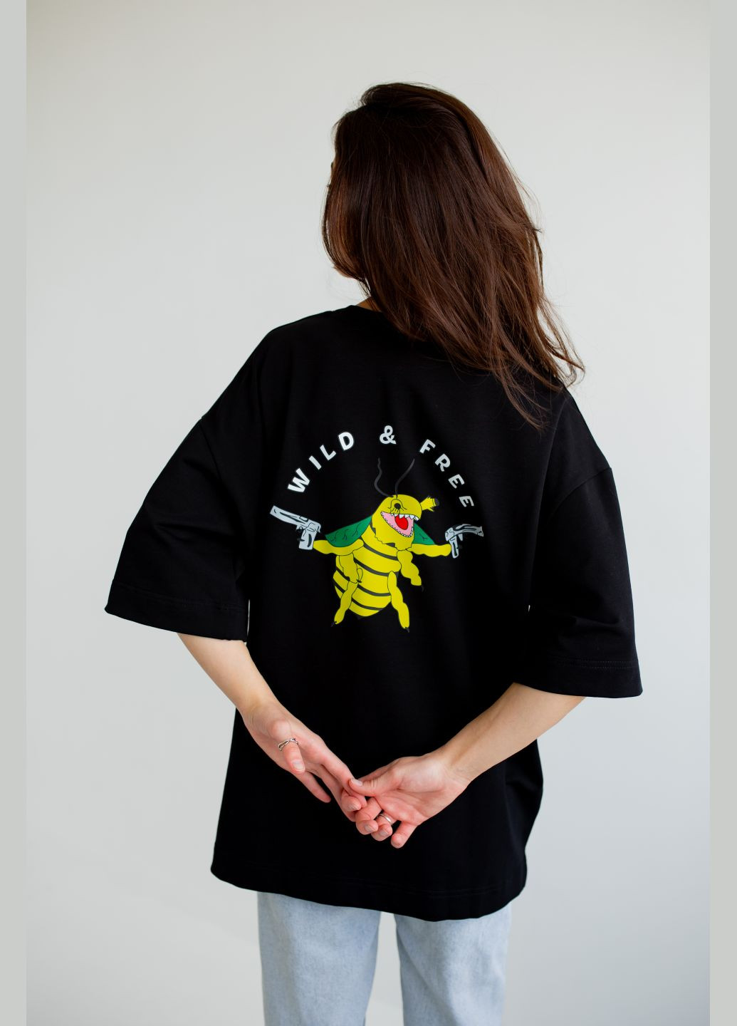 Оверсайз футболка шалена бджілка чорна nadiupishou (337990774)