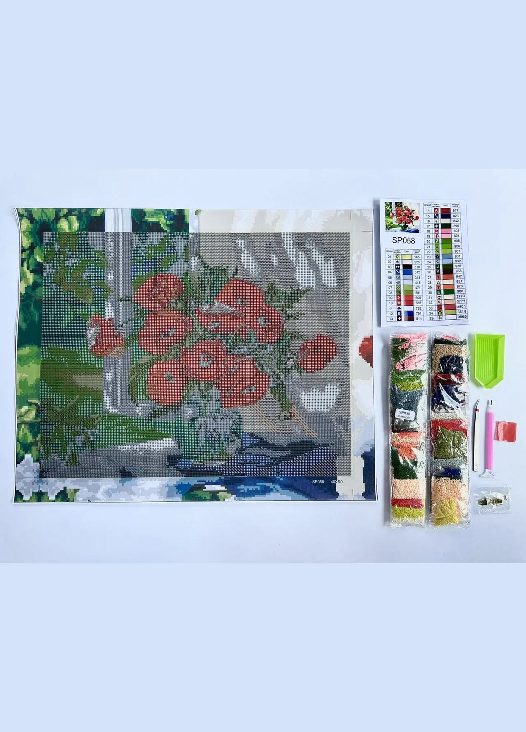 Алмазна мозаїка Маки на підвіконні SP058 ColorArt (285719808)