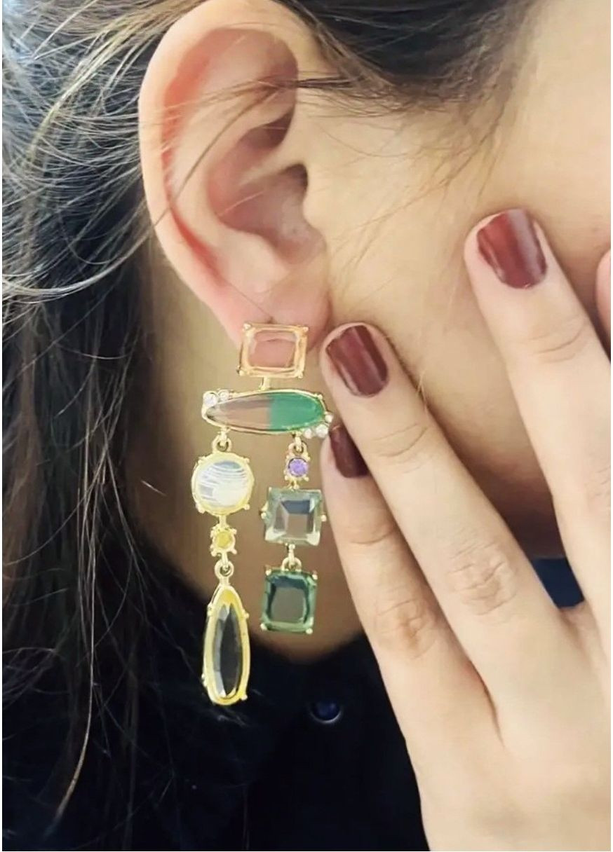 Разые длинные серьги цветные кристаллы, 2397 No Brand (362050373)