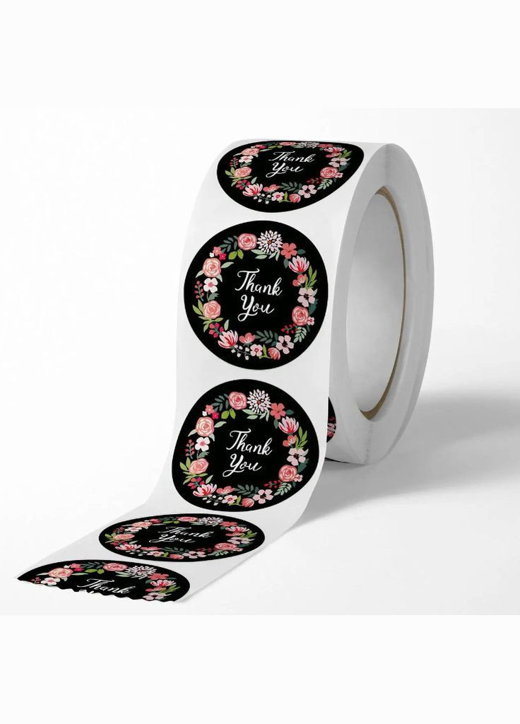 Наклейка круглая, стикер, Thank you, 25 мм, черная, 10 шт No Brand (341730718)