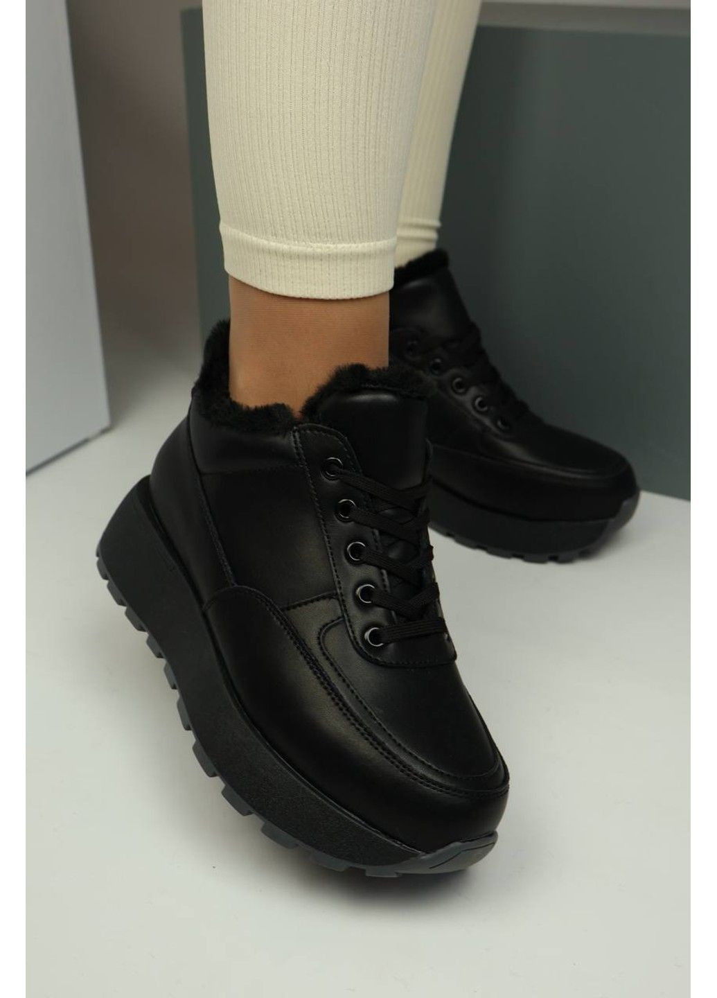 529 Кросівки Зимові Шкіряні Чорні утеплені Hengji чорні зими (372384840)