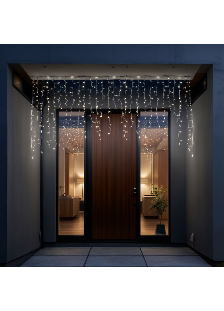 Новорічна гірлянда вулична Бахрома 6 м 105 LED білий провід Білий 6МWW (A-040567) Garlando (366239027)