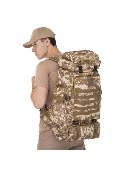 Рюкзак военный тактический на 80л пиксель, армейский рюкзак для охоты с системой Molle No Brand (361669573)