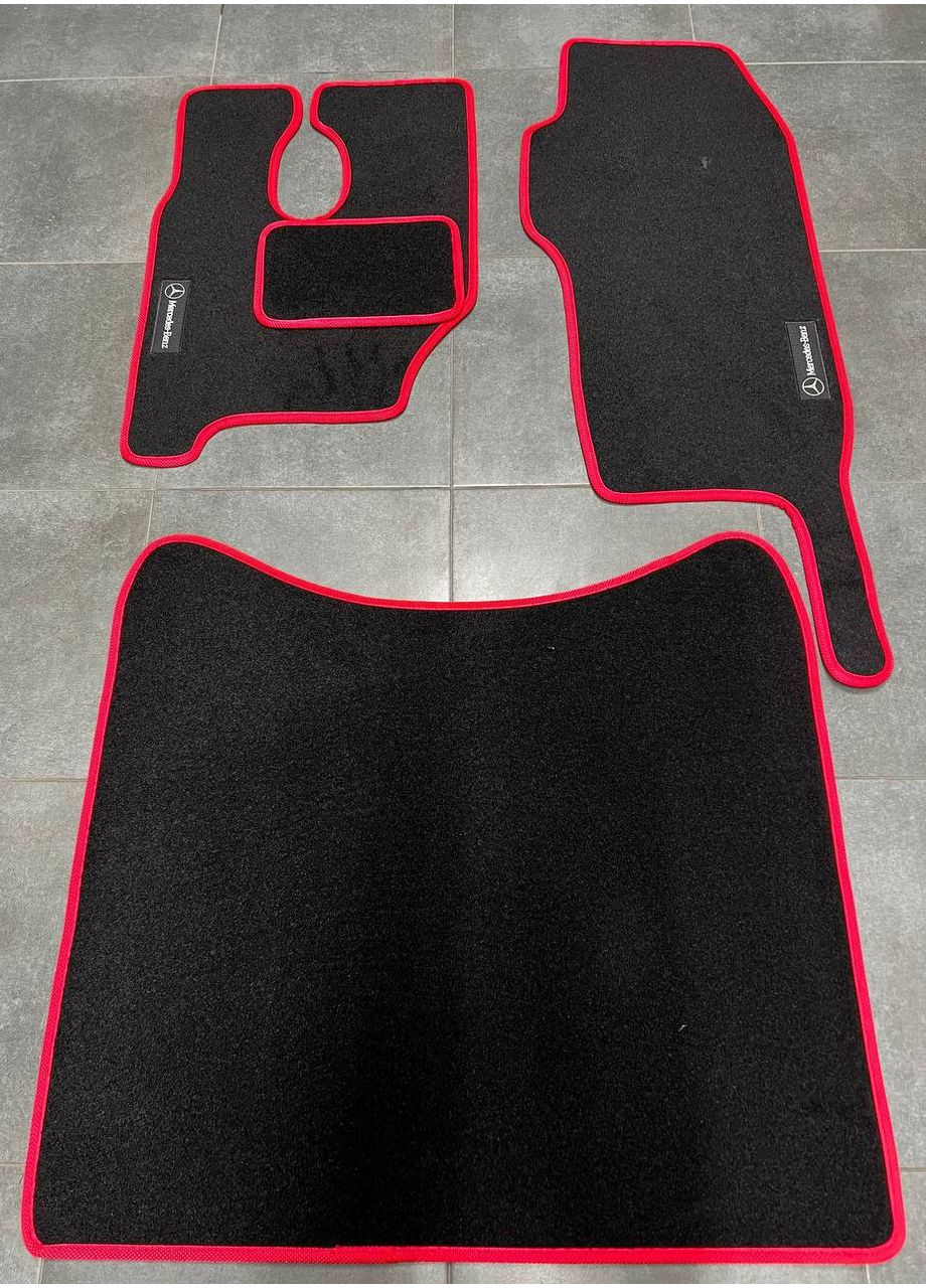 Ворсові килимки в салон для Mercedes MP-2 2003-2008, Чорні червоний кант Beltex Actros (371141836)