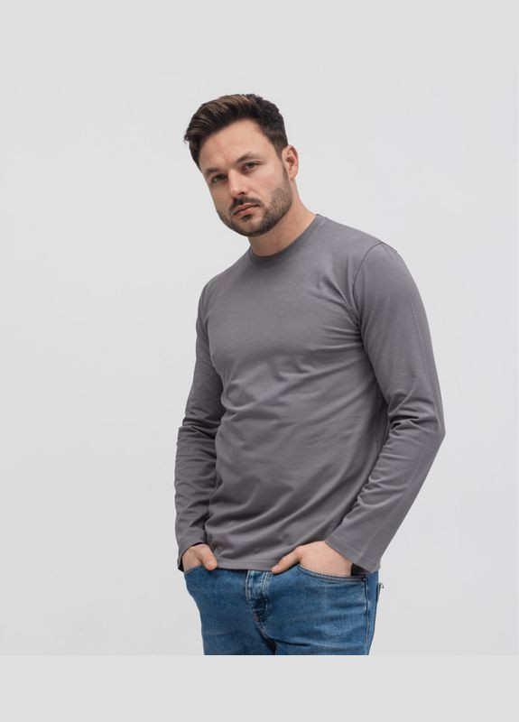 Серая мужской однотонный лонгслив Hector