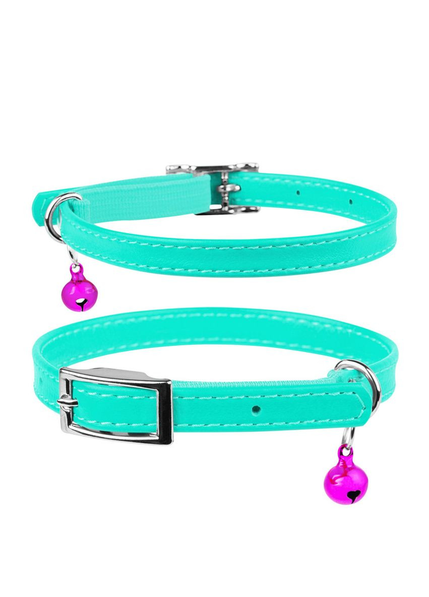 Ошейник для котов кожаный Glamour с QR паспортом, без украшений, XXS, Ш 9 мм, Дл 22-30 см ментоловый WAUDOG (322328212)