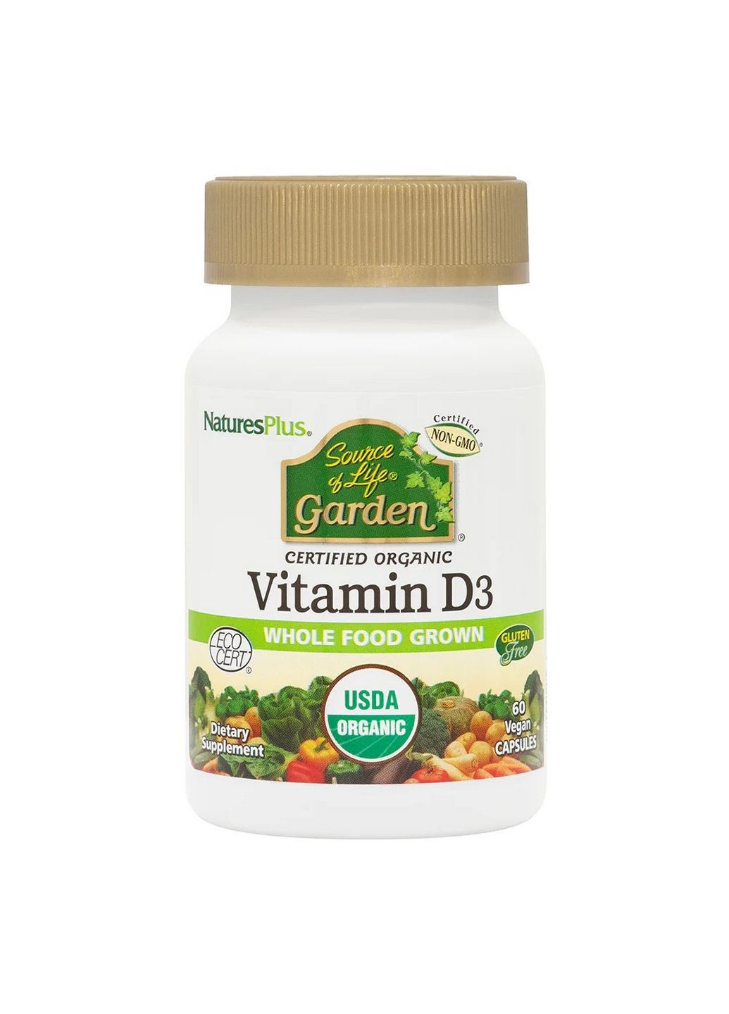 Витамины и минералы Source of Life Garden Vitamin D3 5000 IU, 60 вегакапсул Natures Plus (294927521)