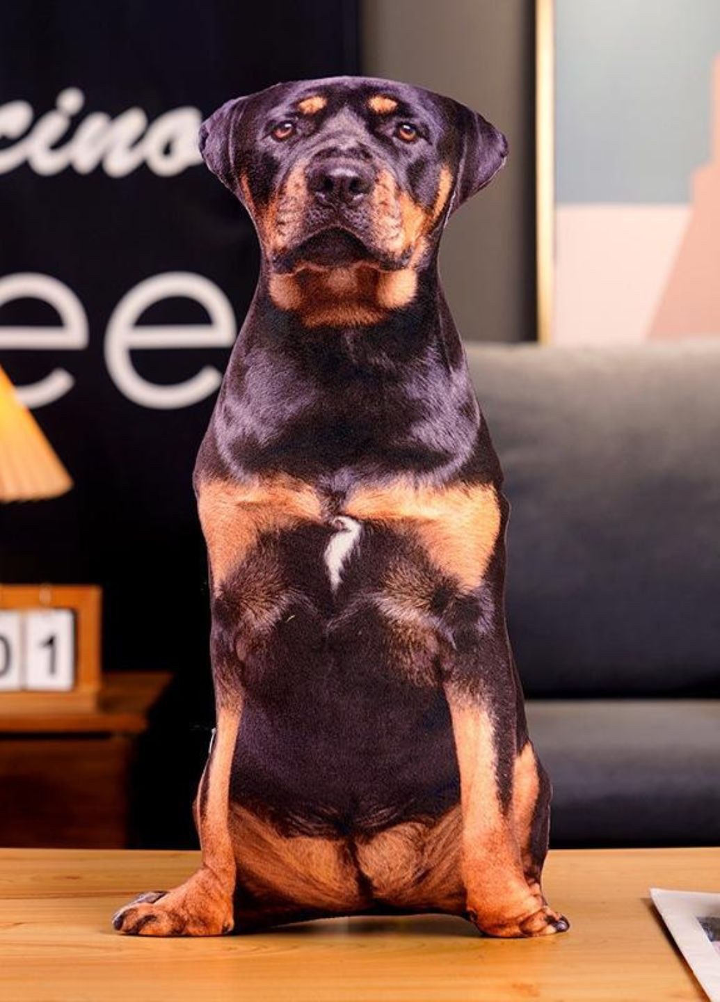 Декоративная мягкая игрушка-подушка 3D Пёс Ротвейлер 50 см My Kigu (373188482)