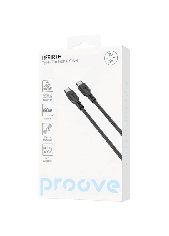 Кабель Rebirth Type-C to Type-С 60W (1m) white Proove (397307877)
