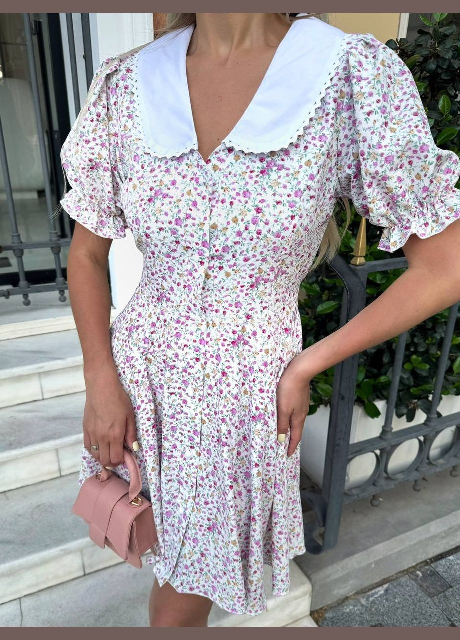 Білий святковий, повсякденний, вечірня сукня з супер софту — ніжність і комфорт в одному образі. бебі долл queensleep_7km з квітковим принтом