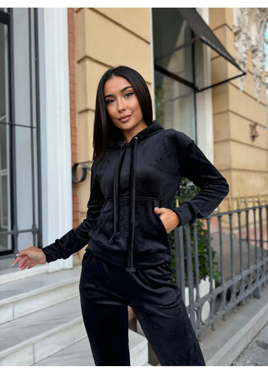 Спортивный велюровый костюм черного цвета 37609 Fashion (387574223)