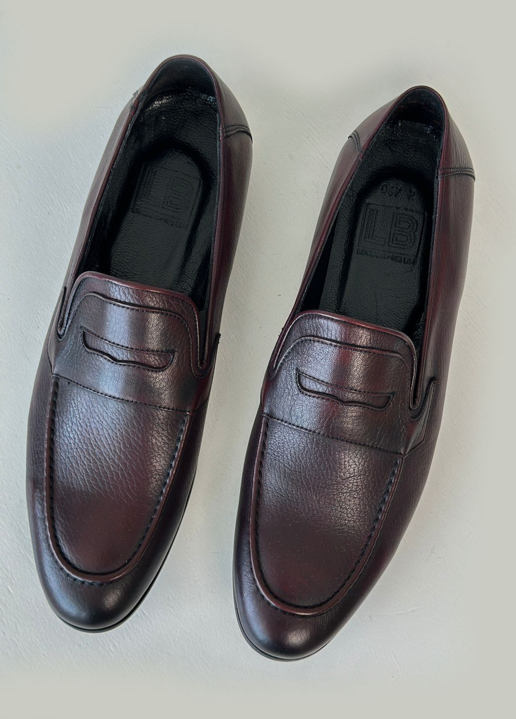 Темно-бордовые кэжуал мужские лоферы кожаные Luciano Bellini
