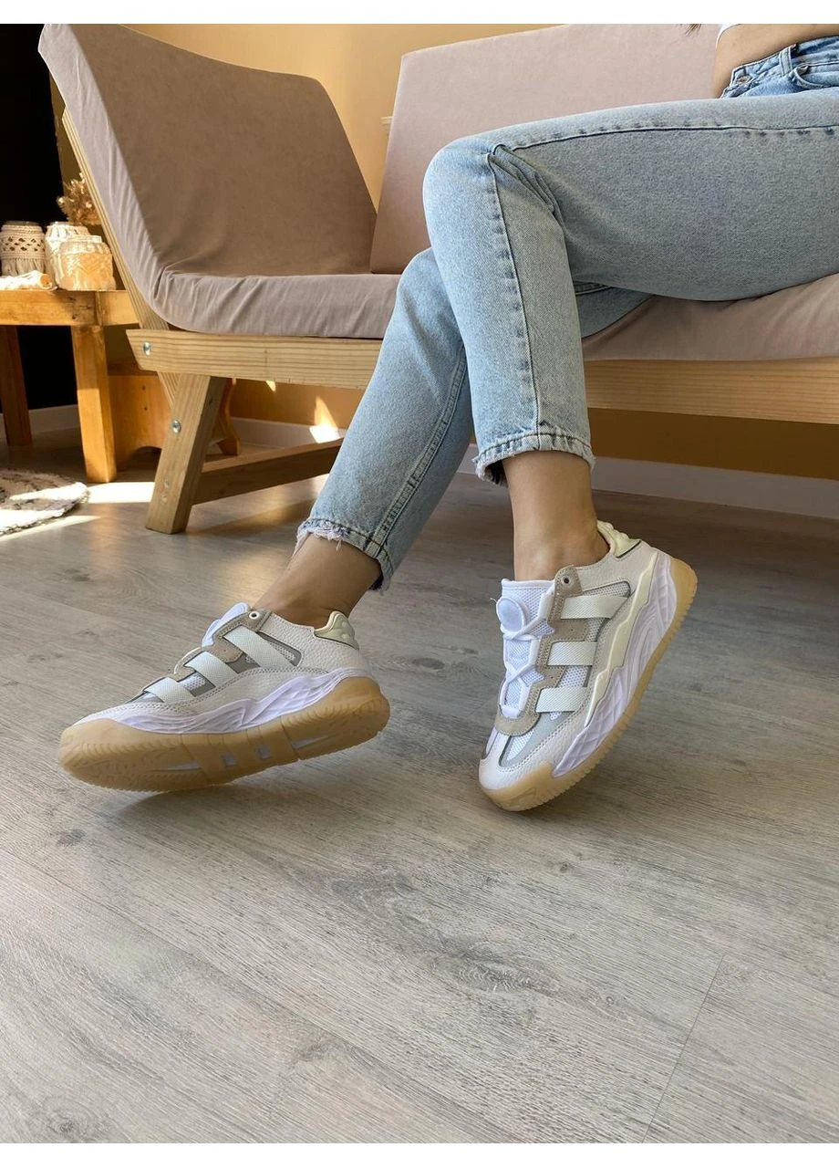 Белые летние кроссовки adidas niteball white gum адидас найтбол No Brand
