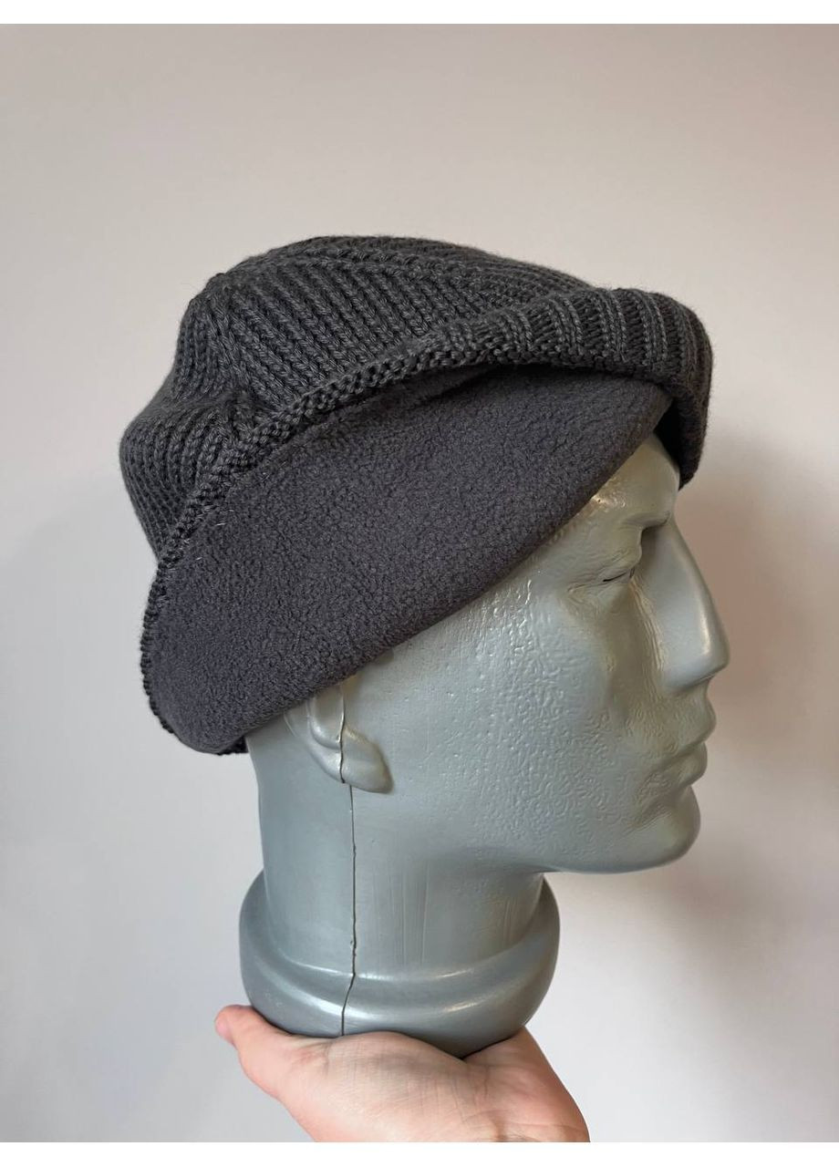 Чоловіча шапка в'язана на флісі зимова стильна тепла універсальна базова Edem Ellan (313100401)