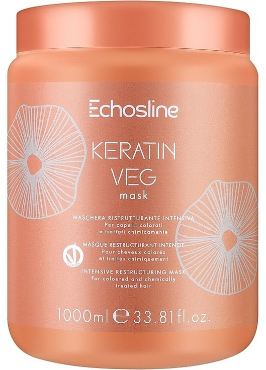 Маска для пошкодженого волосся Keratin Veg Mask 1000ml (1331765-8832546) Echosline (368667679)