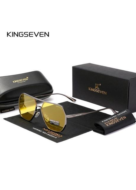 Фирменные солнцезащитные очки Авиаторы с поляризованными линзами N7091 DESIGN KINGSEVEN (299332663)