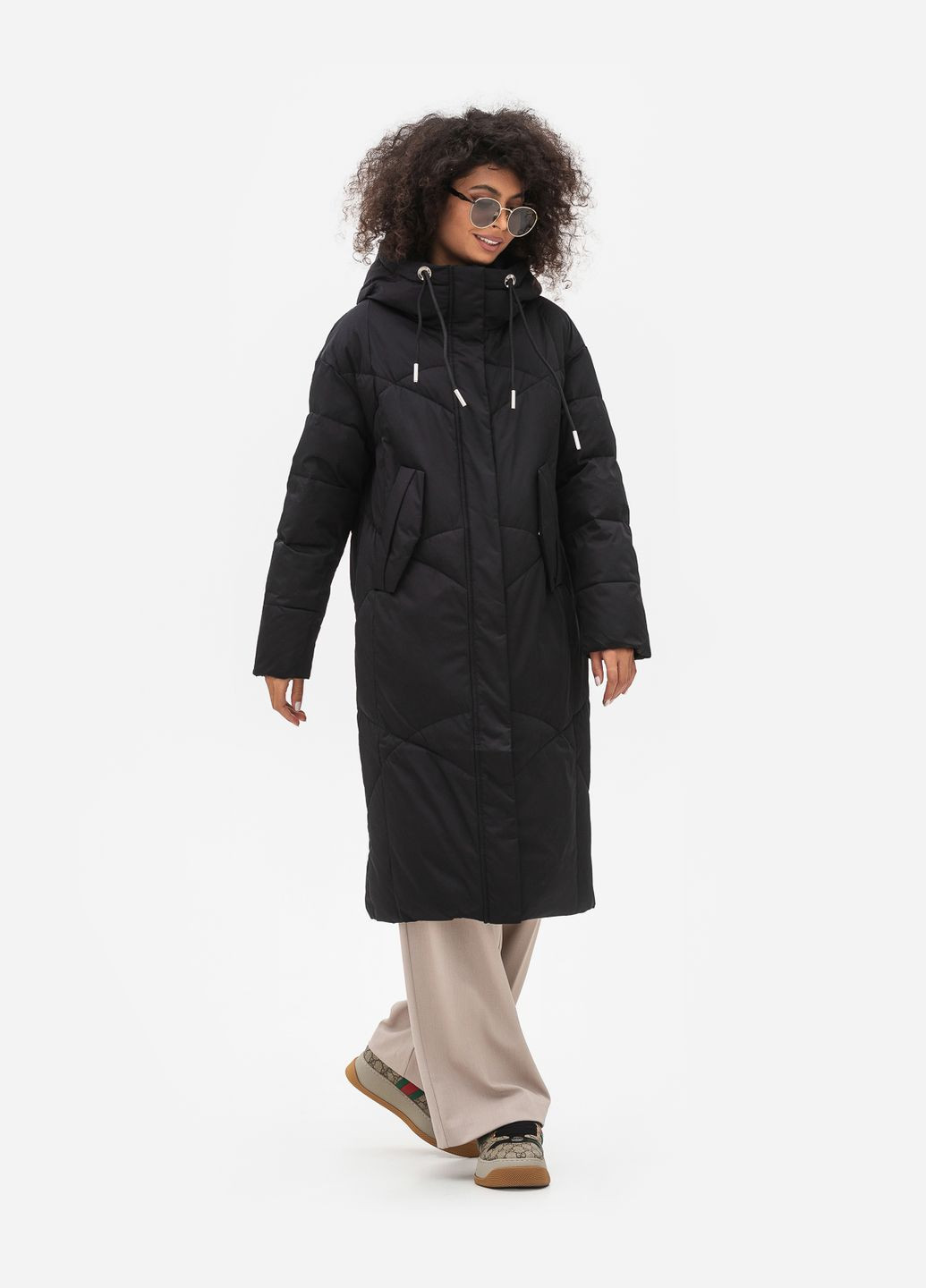 Чорна зимня куртка-пальто модель Viva 8626