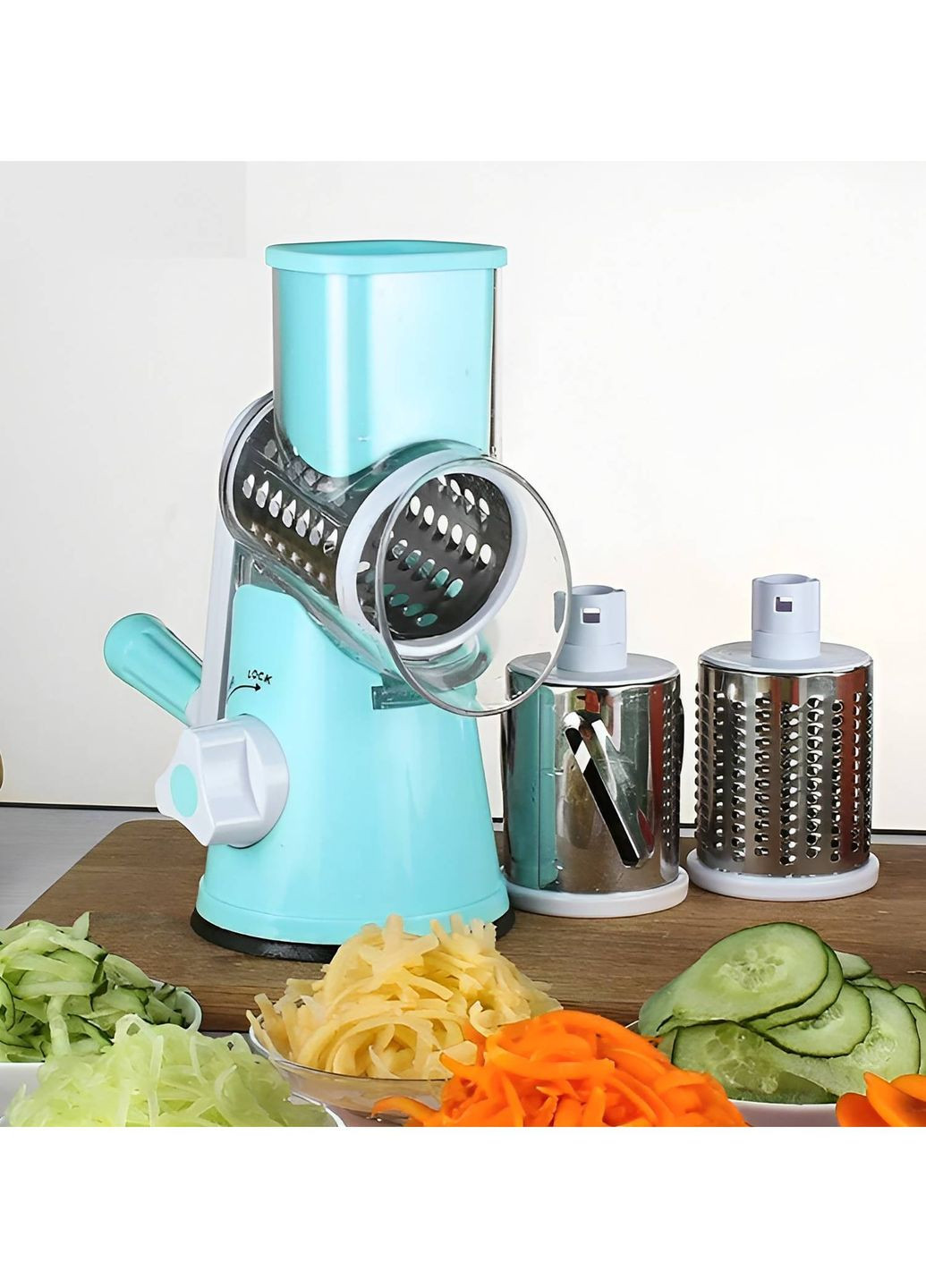 Універсальна ручна овочерізка подрібнювач терка мультислайсер Блакитний Kitchen Master (301796686)