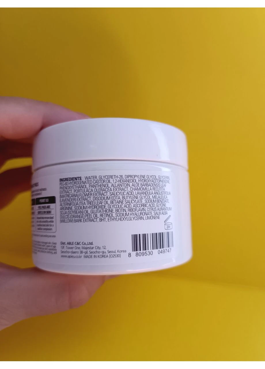 Vitamin AC Pad Пилинг-диски с AHA и ВНА-кислотами и 6 витаминами, 35 шт. A'pieu (375206117)