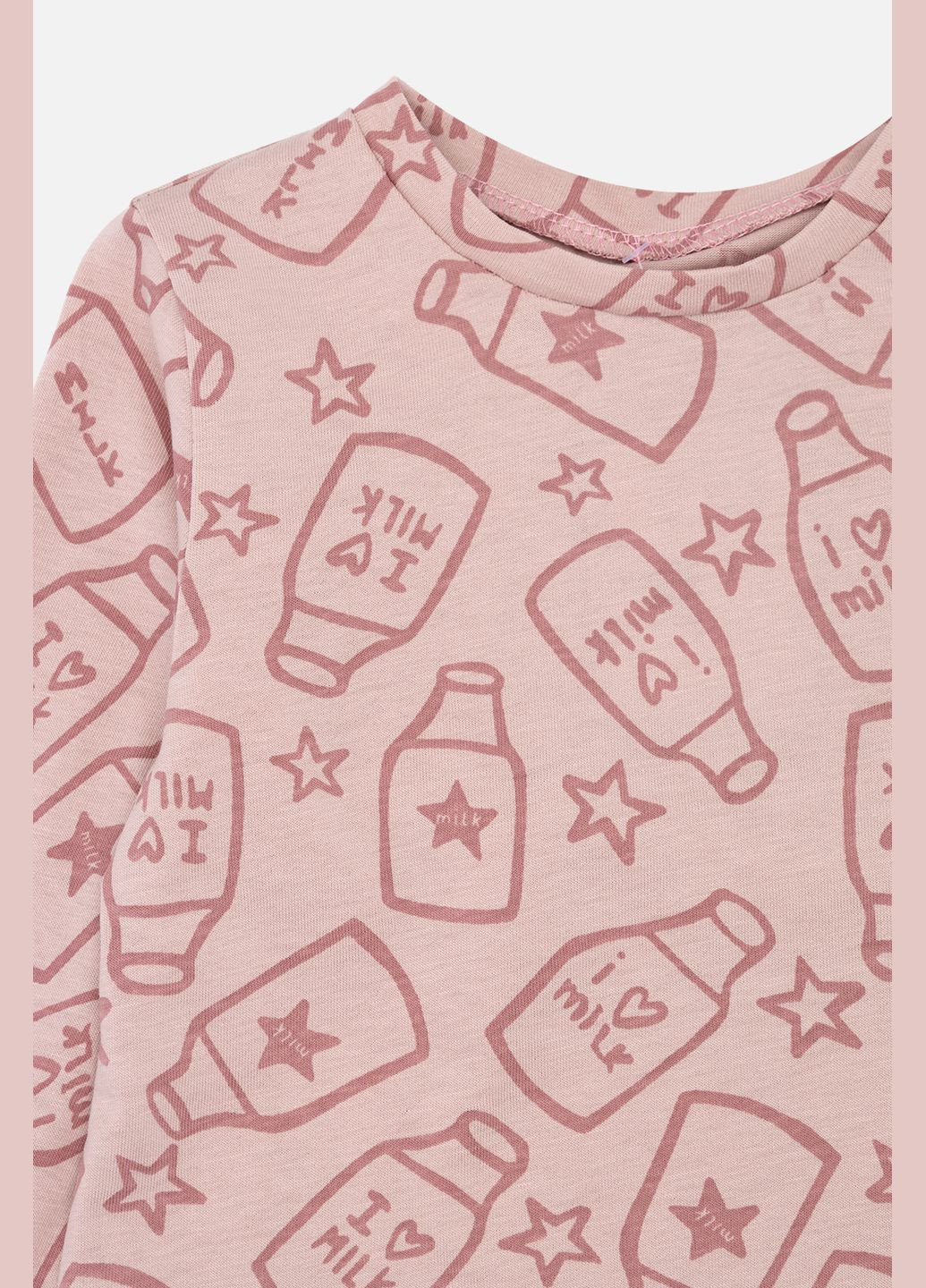 Світло-рожева всесезон піжама з довгим рукавом для дівчинки колір пудровий цб-00245312 Yuki