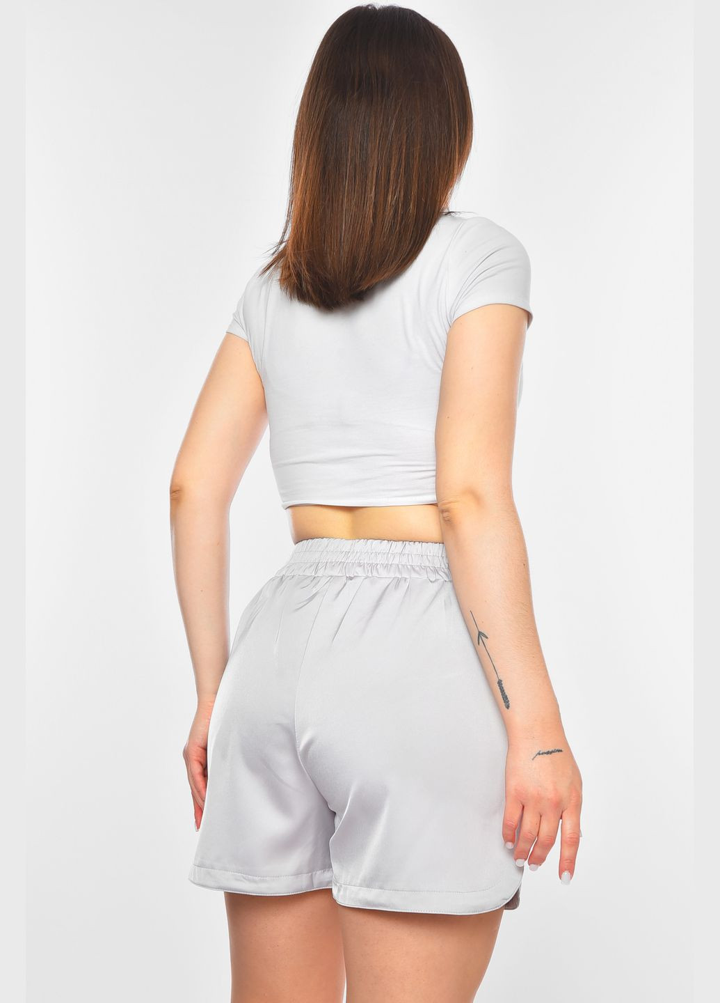 Шорты женские атласные серого цвета Let's Shop (328082940)