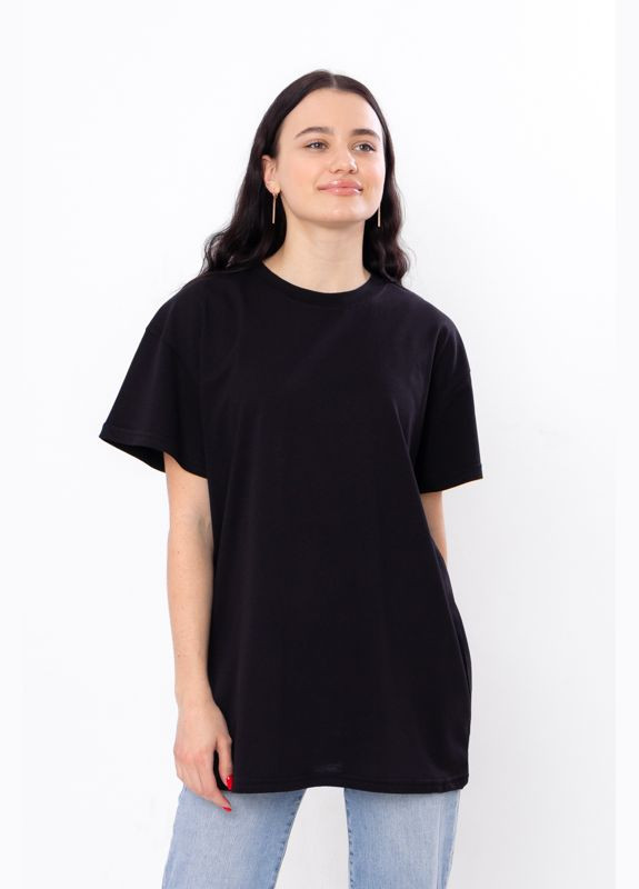 Чорна літня футболка жіноча (оверсайз) з коротким рукавом Носи своє