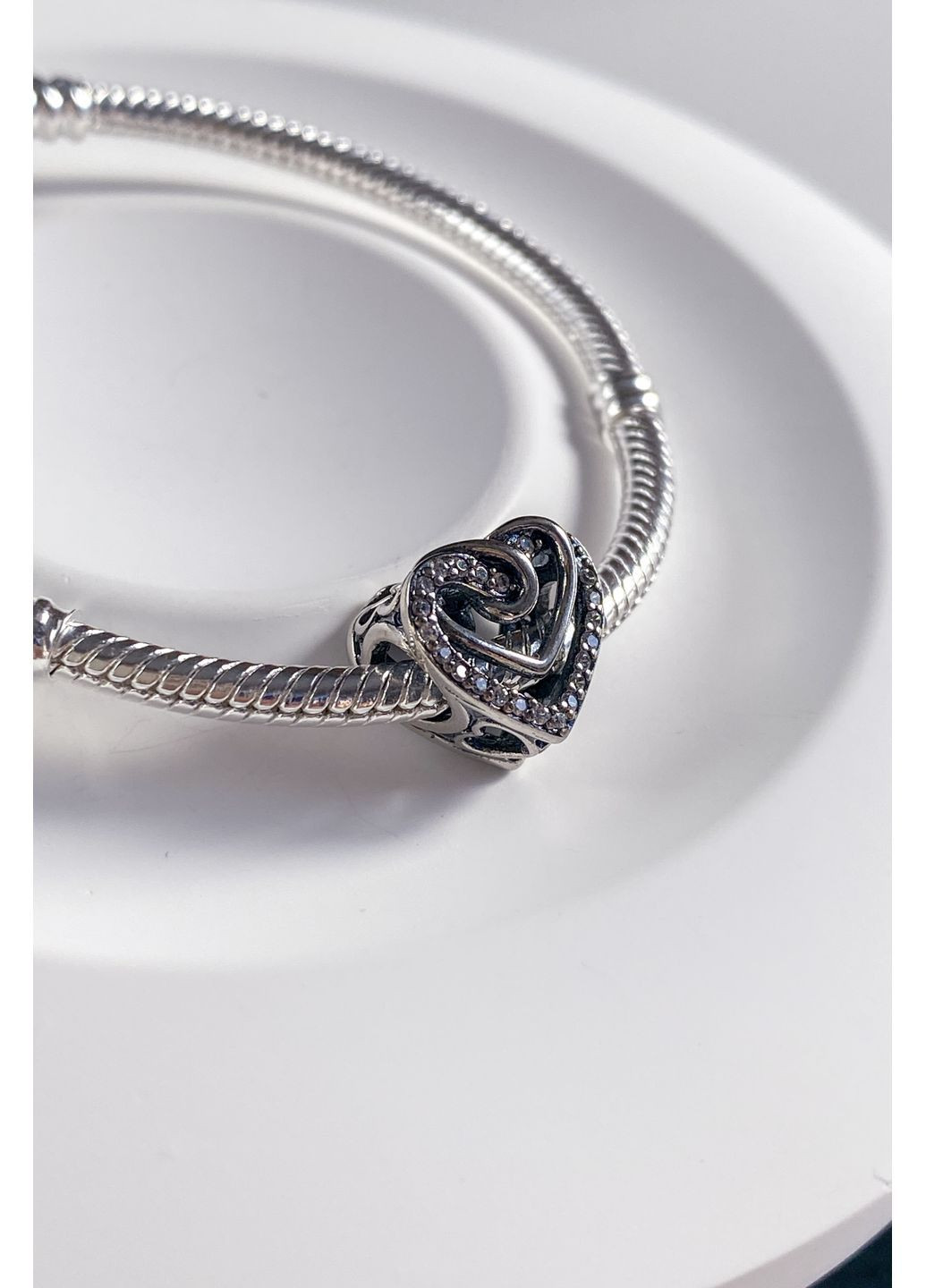 Шарм для браслета намистина серце подвійне срібло 925 CHICLY (367186643)