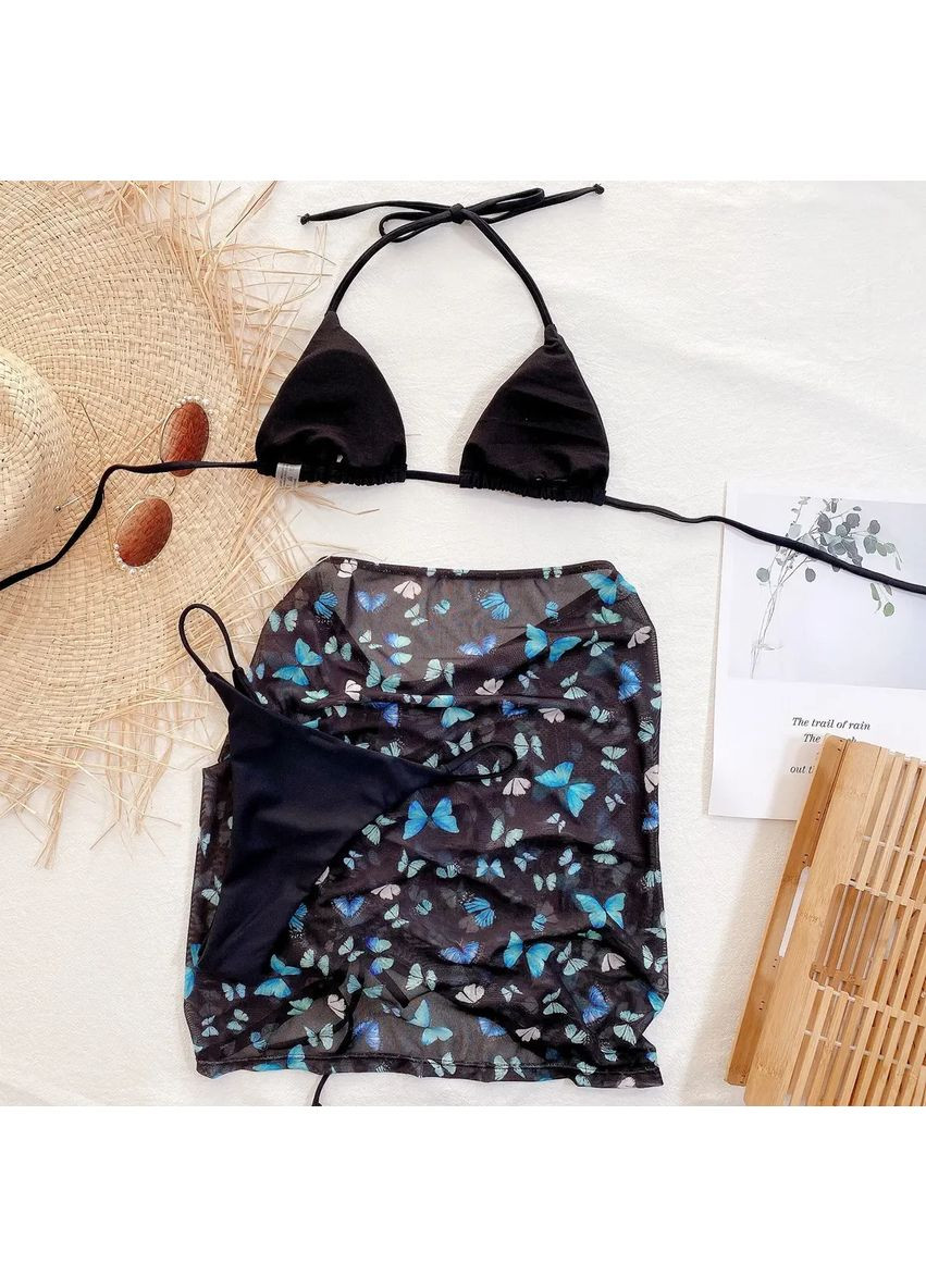 Раздельный купальник из парео с вкладышами. Раздельный купальник с парео на завязках, парео принт бабочек China (360863775)