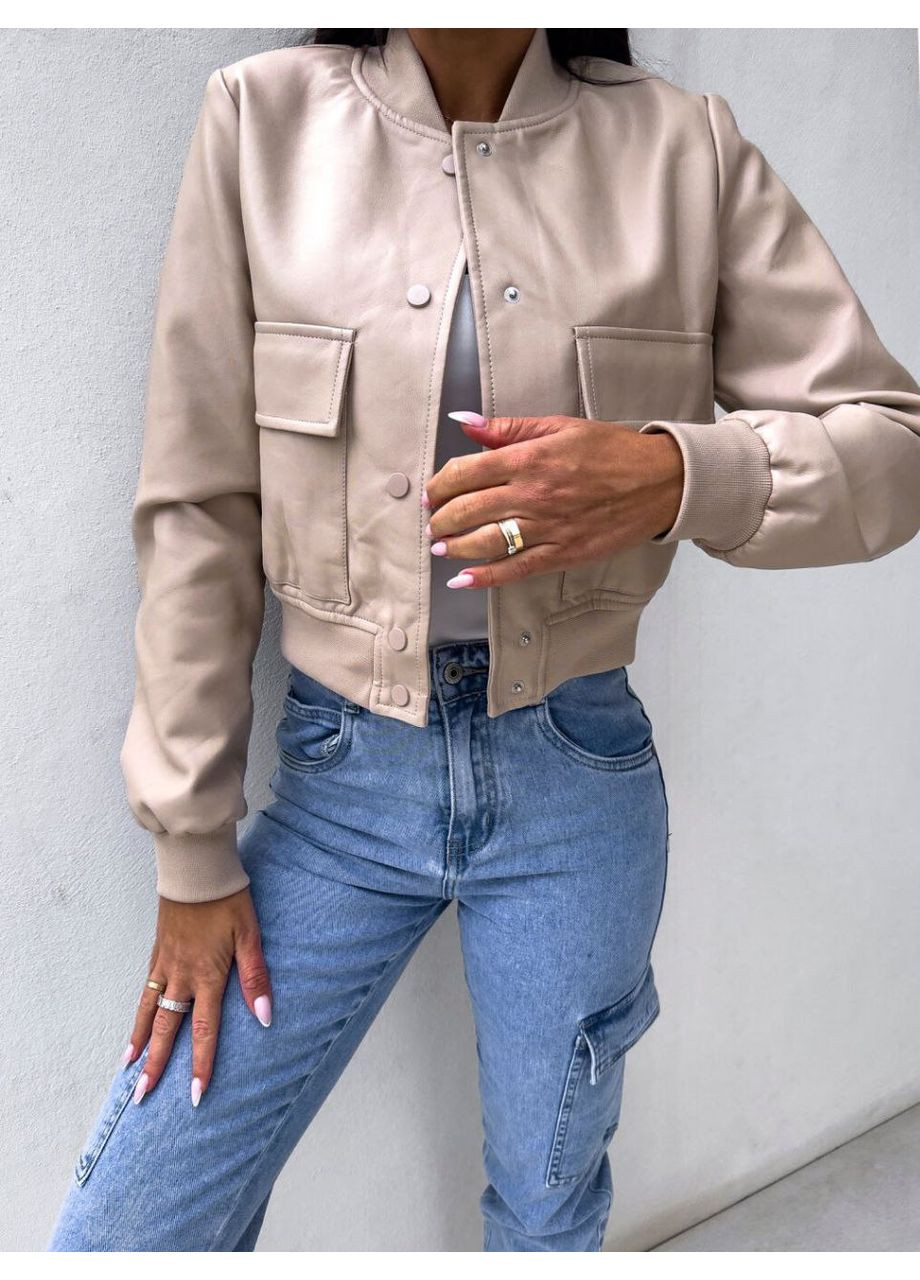 Бомбер женский из екокожи Style Point бейсбольный на кнопках (356172346)
