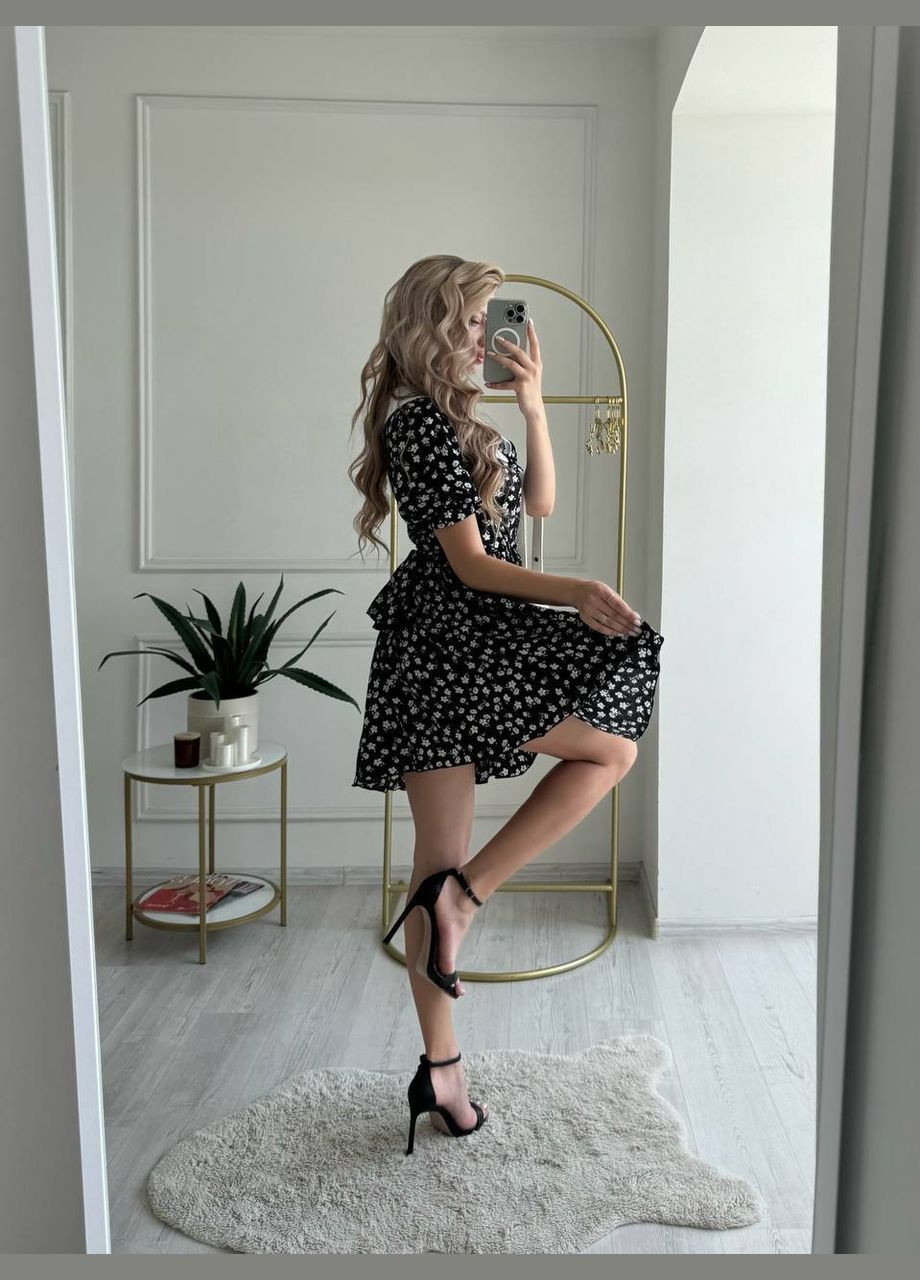 Черное праздничный, коктейльное, деловое, повседневный, вечернее платье женское No Brand в горошек