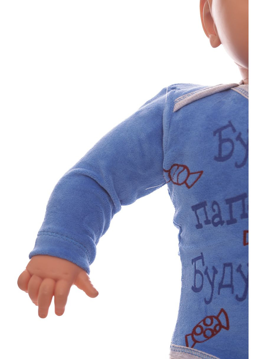 Боди с длинным рукавом для мальчика велюр синее конфетки MiniPapi 68 см (30024) BABYKROHA (297199025)