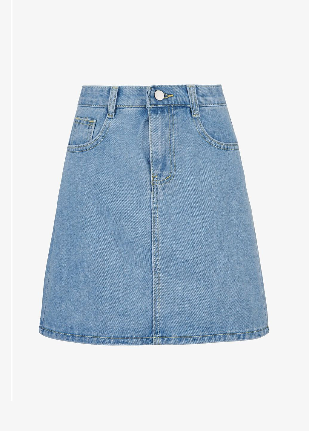 Голубая повседневная однотонная юбка джинсовая однотонная женская 001 shop (2000990958334) No Brand