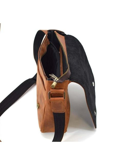 Сумка месенджер через плече чоловіча із натуральної шкіри середня з відділенням для планшета Коричневий 35782 TARWA (337466454)