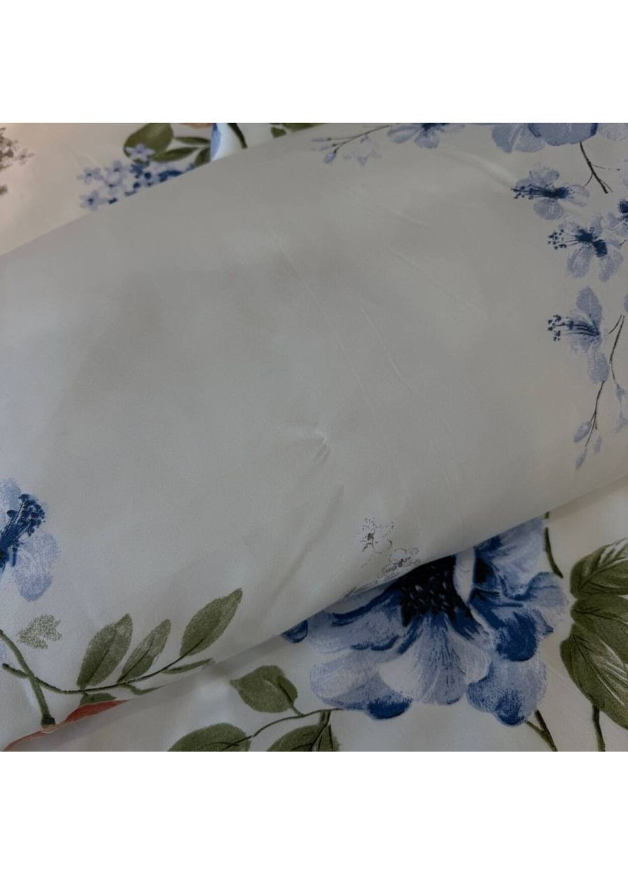 Постільна білизна двоспальна євро молочна з квітами Бязь Поліестер 8512853 Ananasko (325428084)