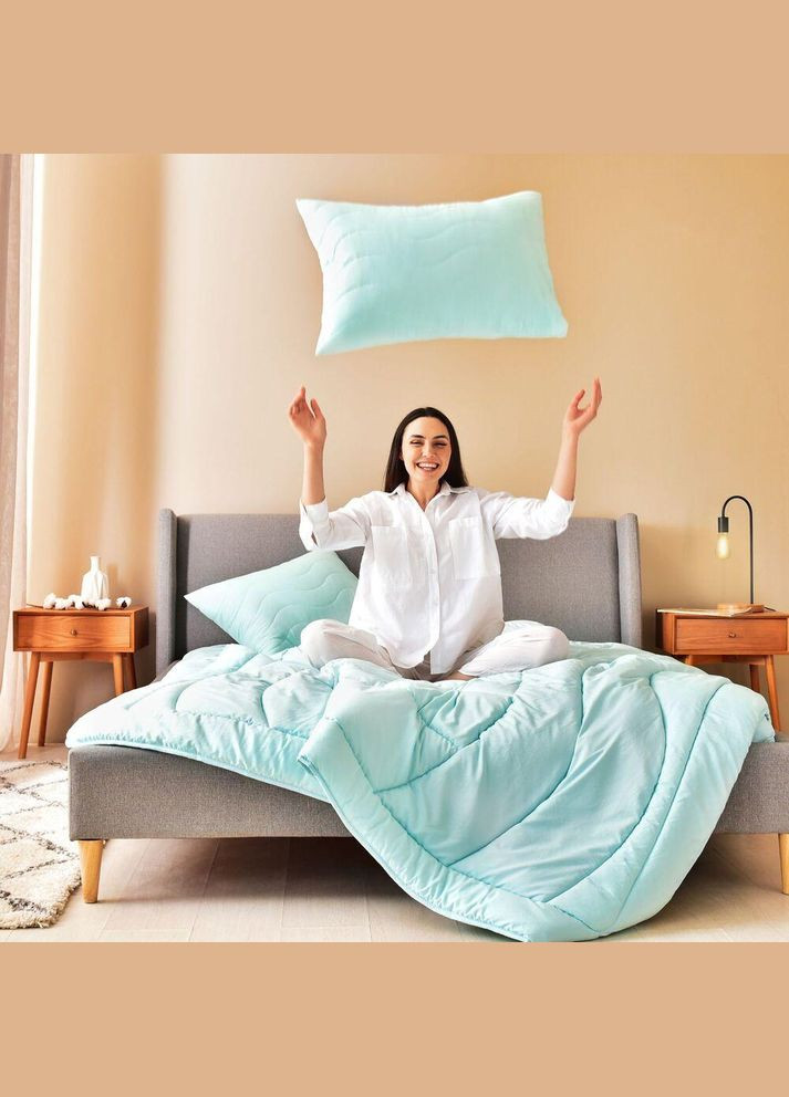 Набір Tropical євро ковдра 200х220 см + 2 подушки 50х70 см м'ята антиалергійний IDEIA (334726592)