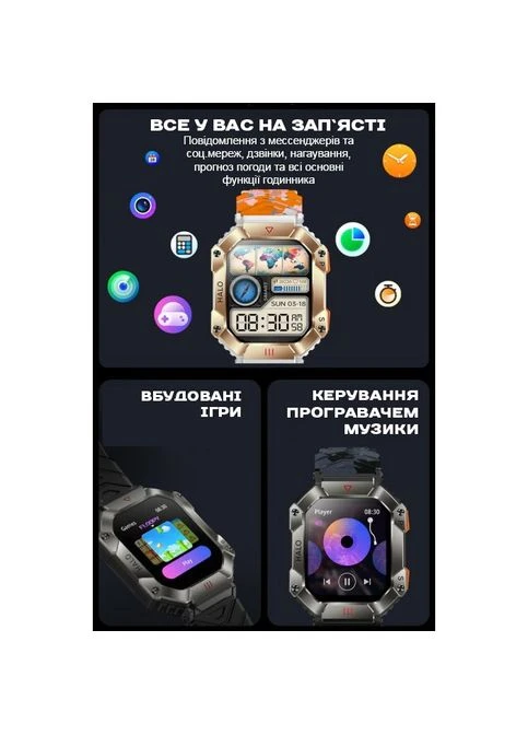 Розумний смарт годинник Smart Racer K+ Black з компасом UWatch (378263761)