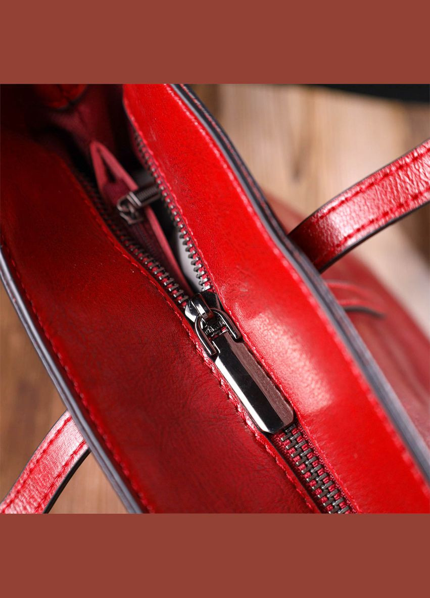 Сумка через плече шкіряна жіноча шоппер 22076 Бордова Vintage (302007666)