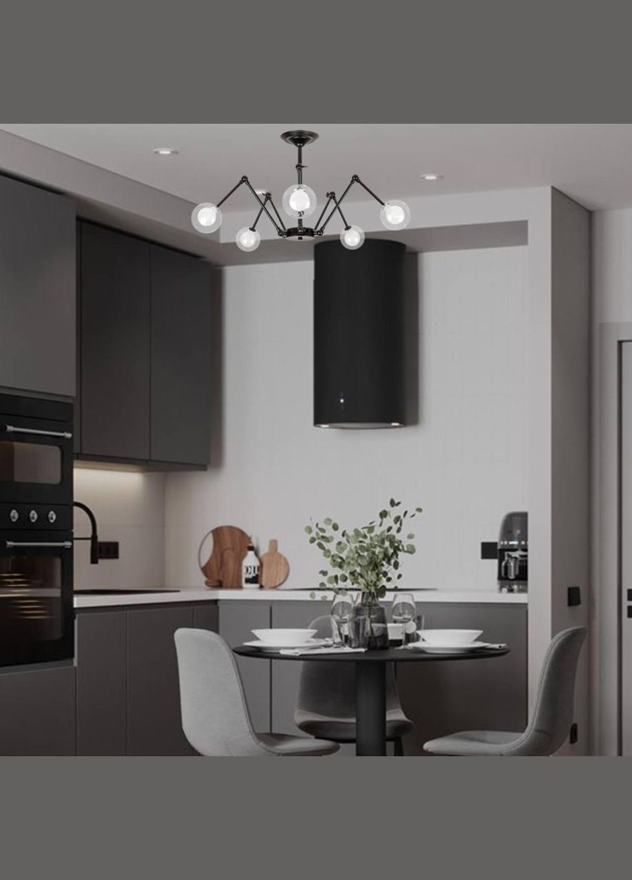 Черная люстра "Паук" на 5 ламп с двойными плафонами (61-S1005F-5 BK+CLWH) No Brand (370070750)