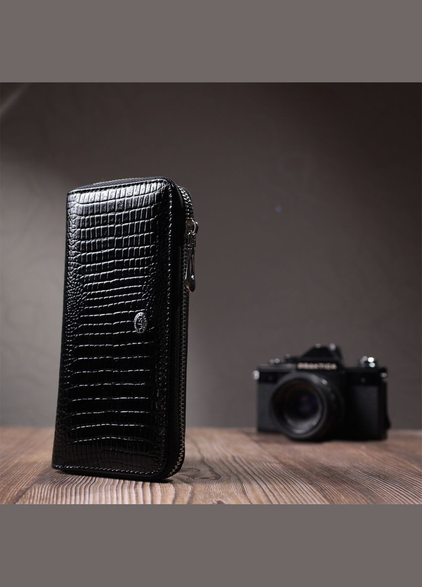 Женский кошелек на молнии из натуральной кожи с монетницей 22678 Черный st leather (306882284)