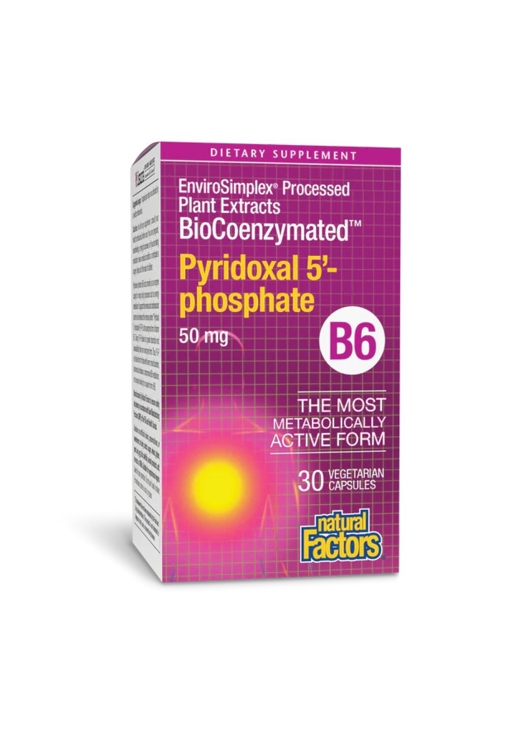 Біодобавка для веганів Пиридоксаль 5'-фосфат 50мг 30 капсул Natural Factors (367957201)