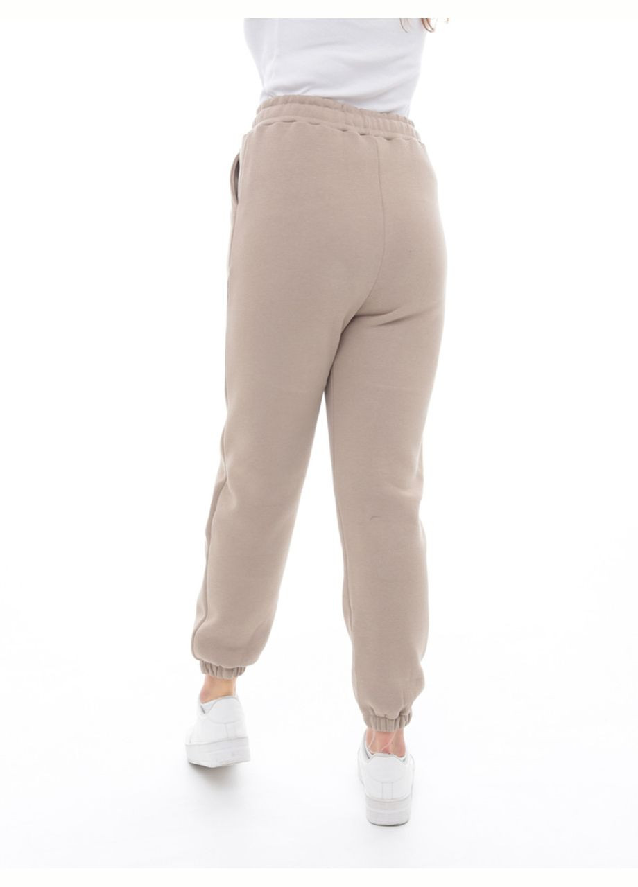 Спортивні штани жіночі бежеві на флісі великі розміри JEANSclub Джогери (302879236)